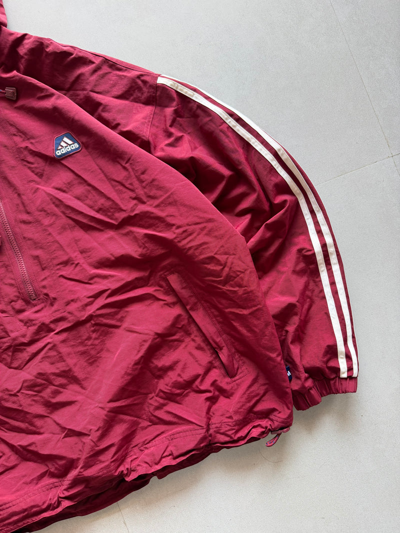 90S ADIDAS STRIPED HOODED JACKET - XXL