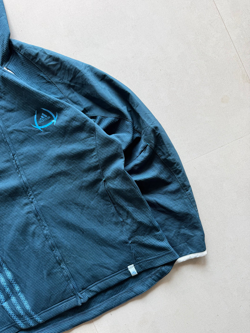 ADIDAS STRIPED HOODED JACKET - M