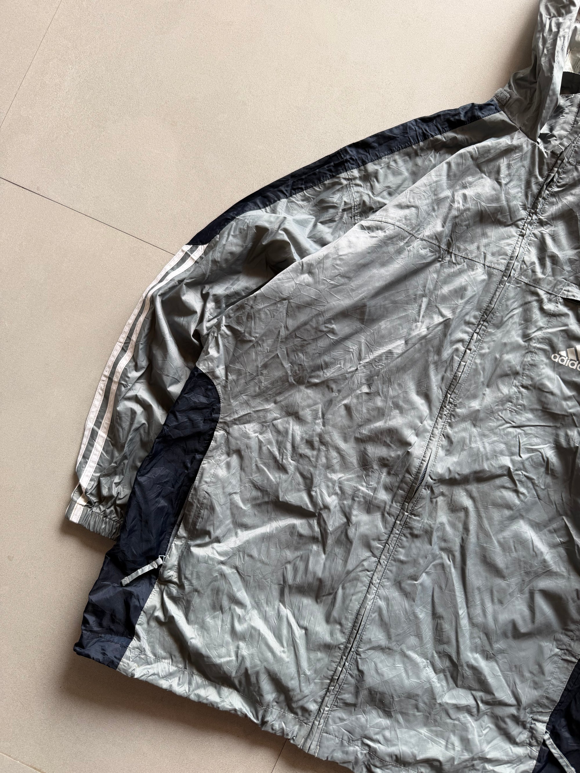ADIDAS STRIPED HOODED JACKET  - L