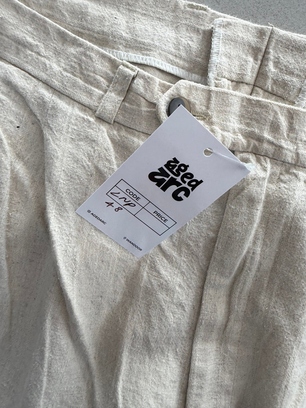 BAGGY LEG LINEN PANT LNP48 - L - Aged Arc