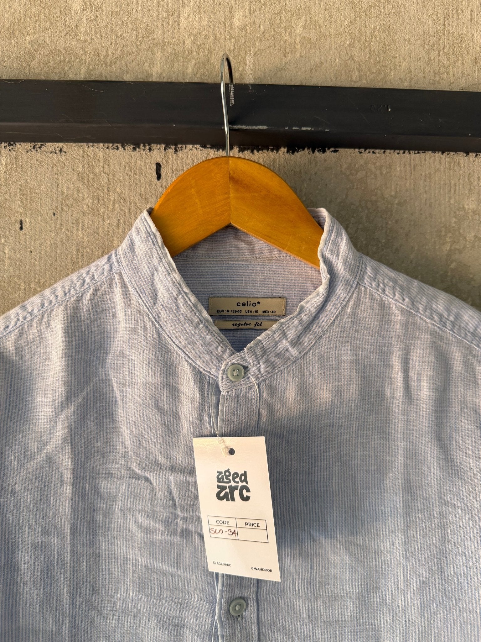 CELIO LINEN SHIRT - M - Aged Arc