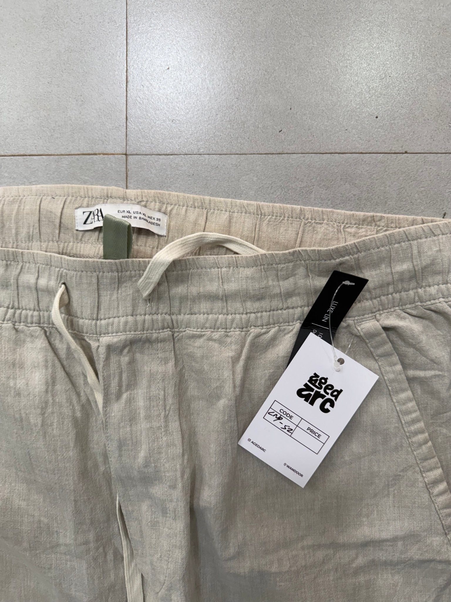 LNP52 BAGGY LINEN PANT - L - Aged Arc
