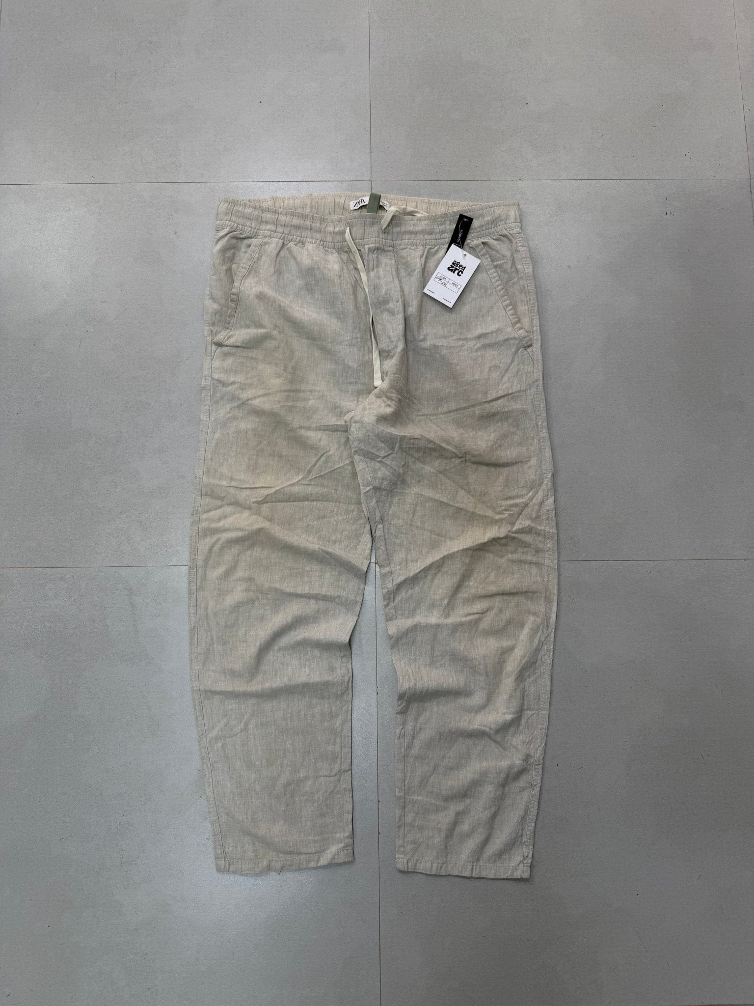 LNP52 BAGGY LINEN PANT - L - Aged Arc