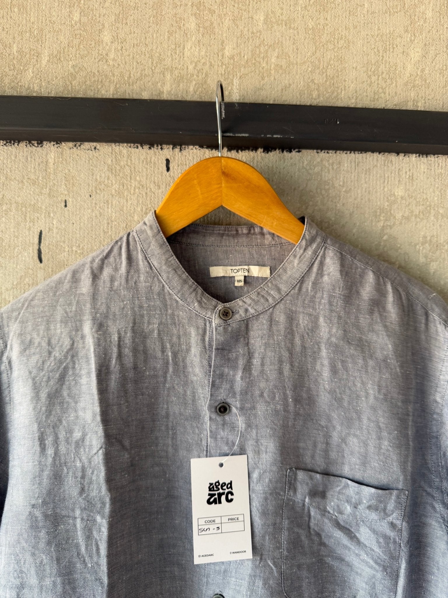 TOPTEN LINEN SHIRT - L - Aged Arc